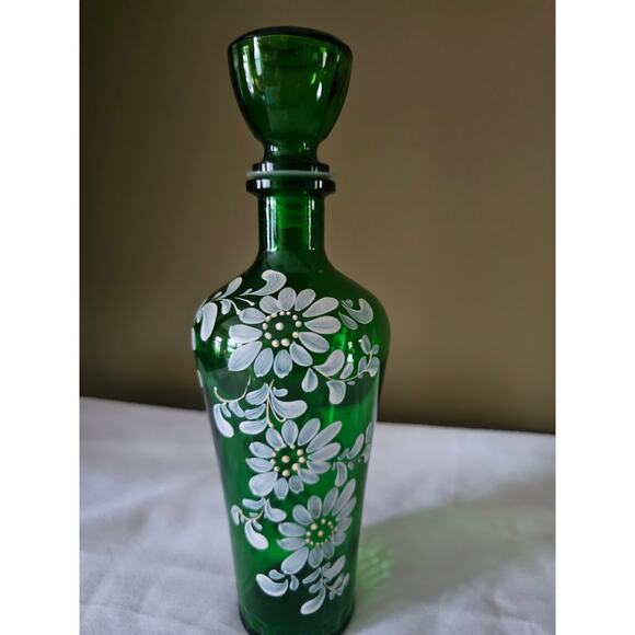 11" Hand Painted Hand Blown Glass Bottle - Picture 6 of 10